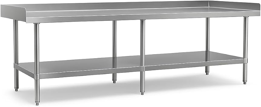 Commercial Equipment Stand, Stainless Steel, 30x84 Inch, 16-Gauge Top with Undershelf, NSF Listed, 1200 lb Capacity