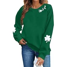 VILOVE Women St Patricks Day Sweatshirts Clover Sweater Irish Shamrock Pullover Long Sleeve Graphic Tops