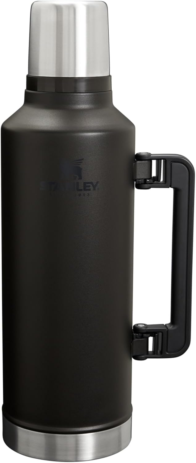 Stanley Classic Legendary Vacuum Bottle 2.5 qt | Wide Mouth with Leakproof Cup Lid | Keep Drinks Hot or Cold | Packable for Travel | Insulated Stainless Steel Thermal Bottle | BPA-Free | Black 2.0