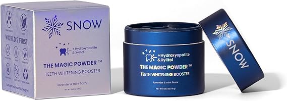 Snow Magic Teeth Whitening Powder with Hydroxyapatite Tooth Polisher for Sensitive Teeth, Toothpaste Booster for Teeth Cleaning & Color Correction - Lavender & Mint Flavor, 35g