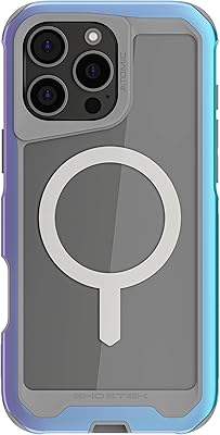 Ghostek Atomic Slim iPhone 16 Pro Max Case, Compatible with Apple MagSafe Accessories, Aluminum Metal Bumper, Shockproof Drop Protection 6.9 Inch, Prismatic