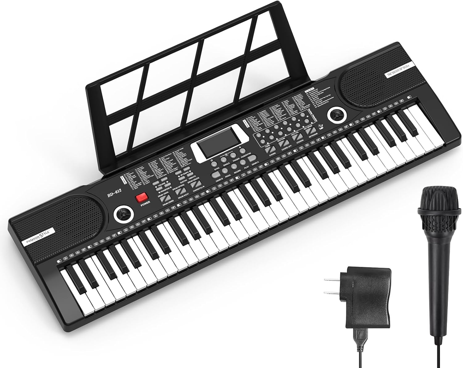 61 Keys Keyboard Piano, Electronic Digital Piano with Built-In Speaker Microphone, Sheet Stand and Power Supply, Portable Keyboard Gift Teaching for Beginners