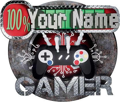 Personalized Gamer Name Wall Decal, Custom Video Game Controller Decor, Game Room Sticker, Removable Vinyl Peel and Stick Wall Mural (X-Large)